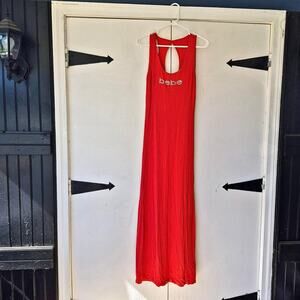 Vintage BEBE red ribbed bodycon dress